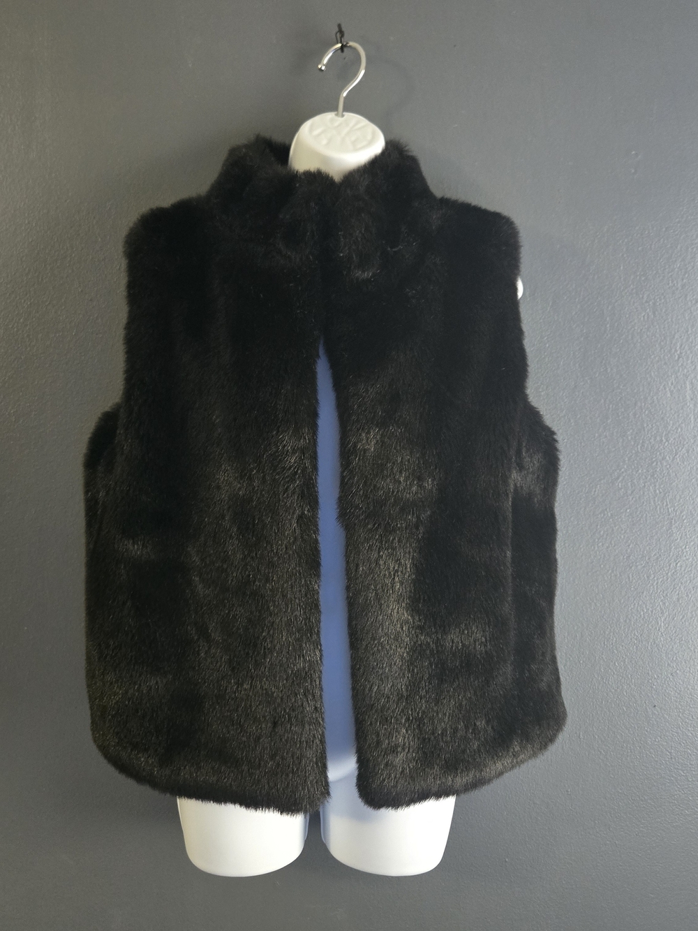 Worthington Black Faux Fur Edgy Chic Boho Grunge Indie Sleaze Vest M